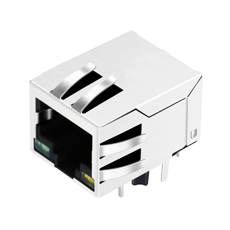 JL111B002DA2A1D  单口集成百兆变压器 带灯带弹 开口向下 RJ45 网络接口