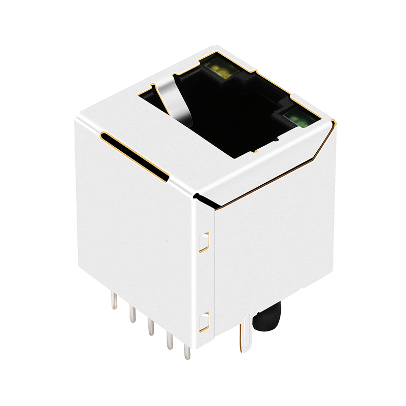 JL511Q180AC1A8D  单口 千兆 带灯 带屏蔽 180度 RJ45 兼容PULSE  JXD2-0015NL